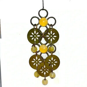 Copper tone Bohemian long dangle earrings.  Floral, beaded